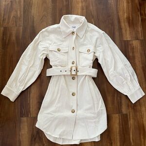 BB Dakota Cream Corduroy Shirt Dress with Belt